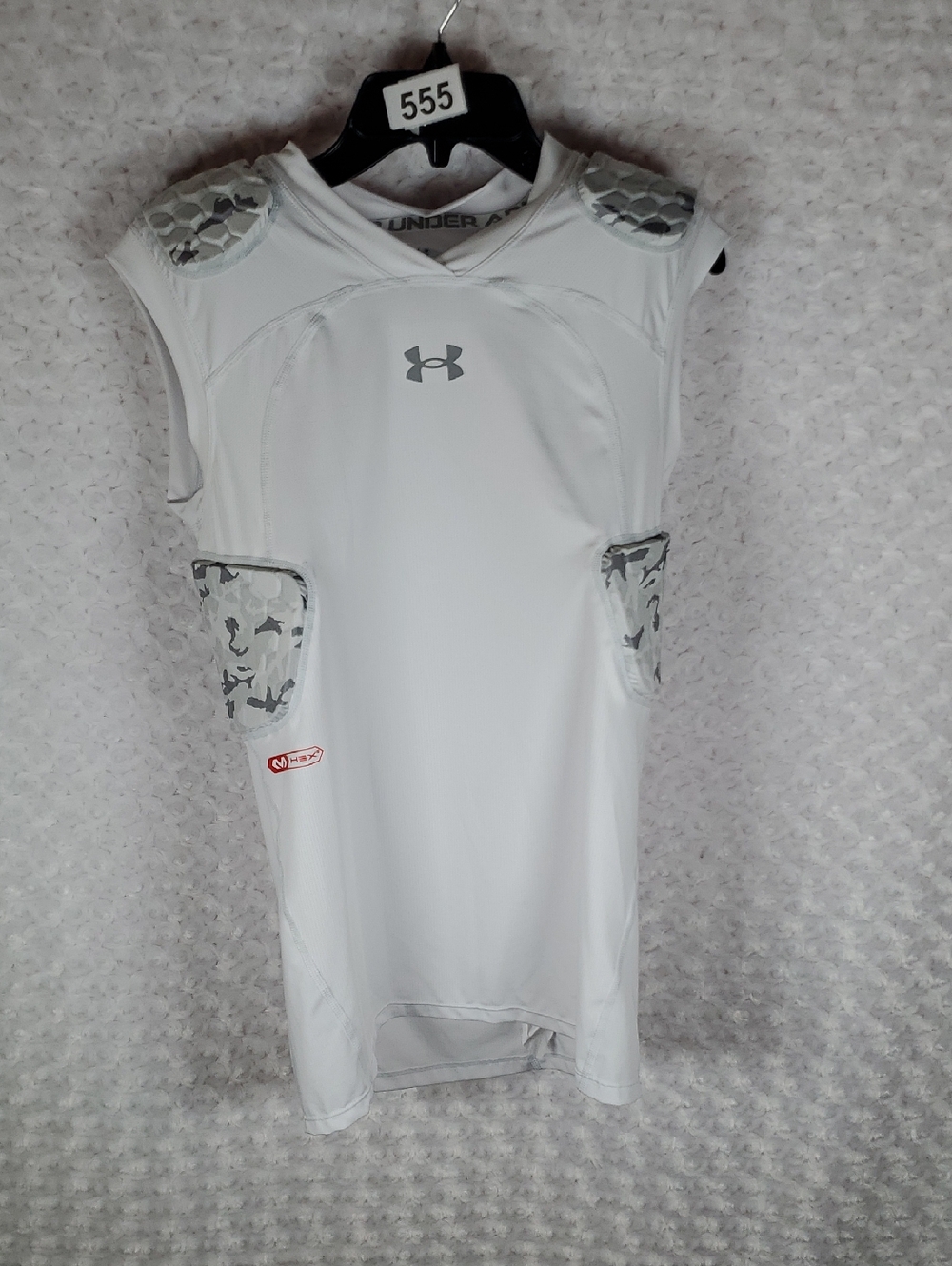 Under Armour White Sleeveless Padded Compression Top with Gray Camo Accents Sm